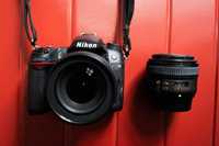 Nikon D7000 + 2 obiektywy: Nikkor 50mm 1.8 i 18-105mm 3.5-5.6 + lampa