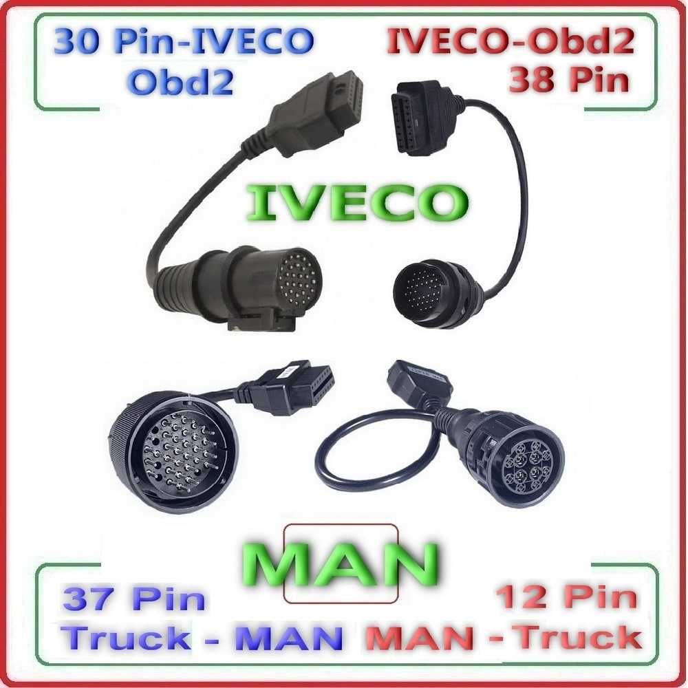 Переходник грузовик IVECO 38-30Pin и MAN 37-12Pin и Renault-12pin OBD2