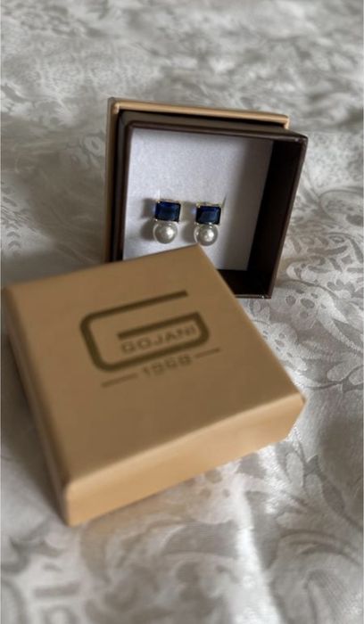 Жіночі срібні сережки з позолотою , з камінням та жемчугом gojani