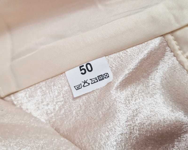 elegancka sukienka weselna ślubna, ecrue, dekolt V, satyna Nowa