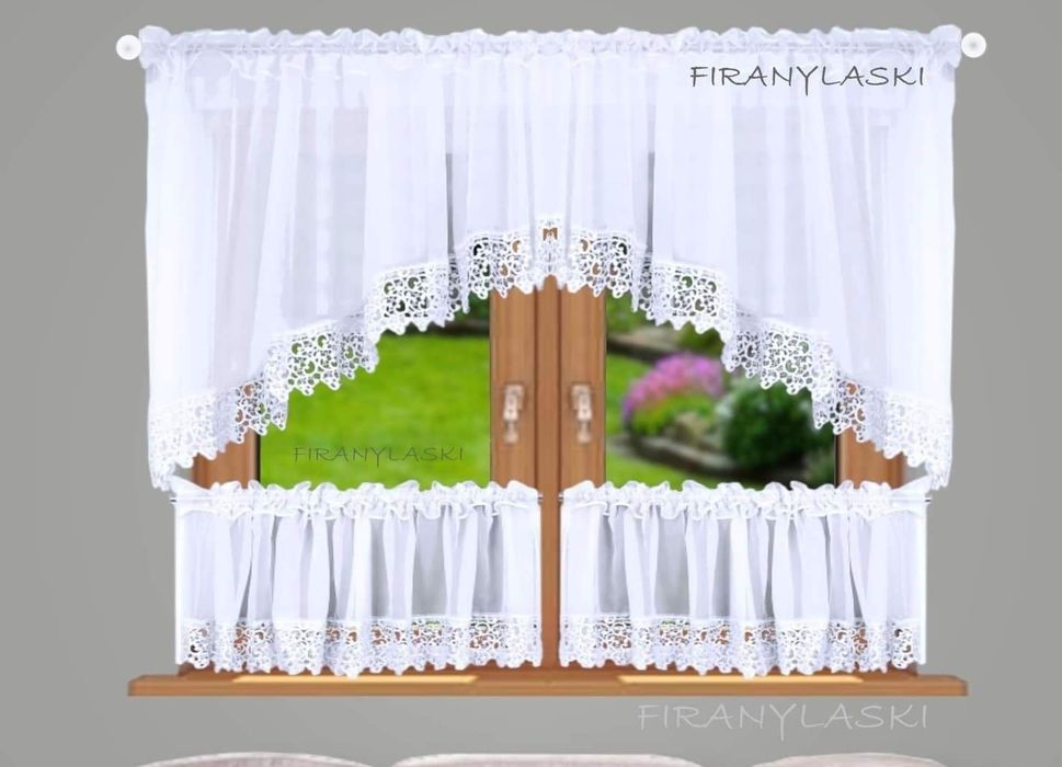 Zestaw firanka i zazdrostki Firany Gotowe Firanki do kuchni