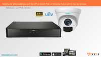 Videovigilância com fios (IP) e Switch PoE 2 Câmaras Dome 2 mpx, Univi