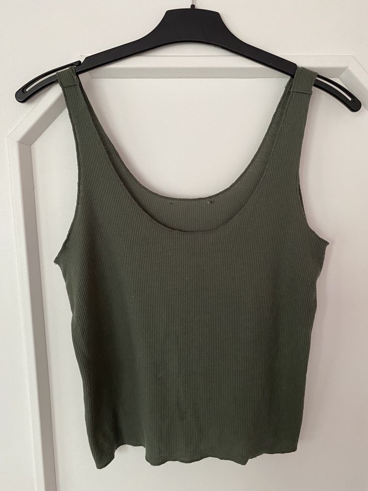 Top basic prążkowany khaki