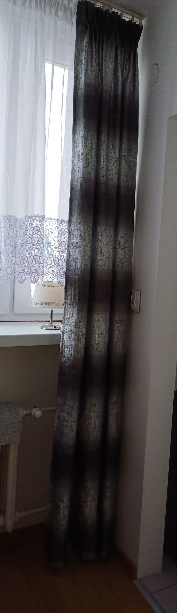 Zasłony w pasy grafitowo srebrne 96x246cm