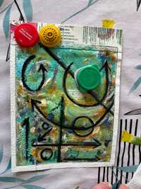 Original pintura abstrato arte pobre reciclagem feito a mao vice versa