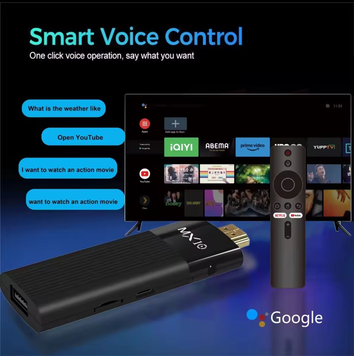 Новые TV Stick MX10 F3 2/16 4K Android 11 H313 5G с голосовым пультом