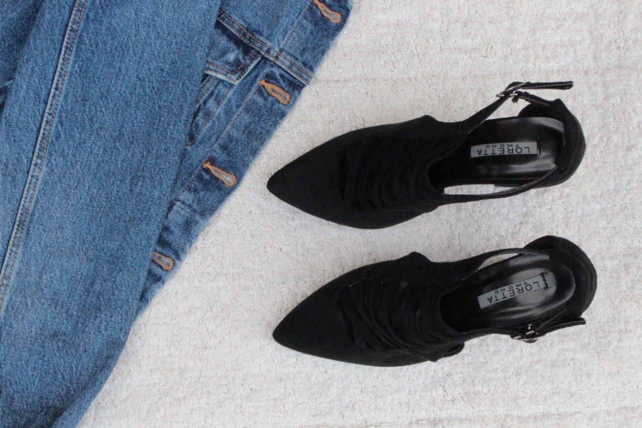 Чёрные босоножки с закрытым носком, лодочки, туфли