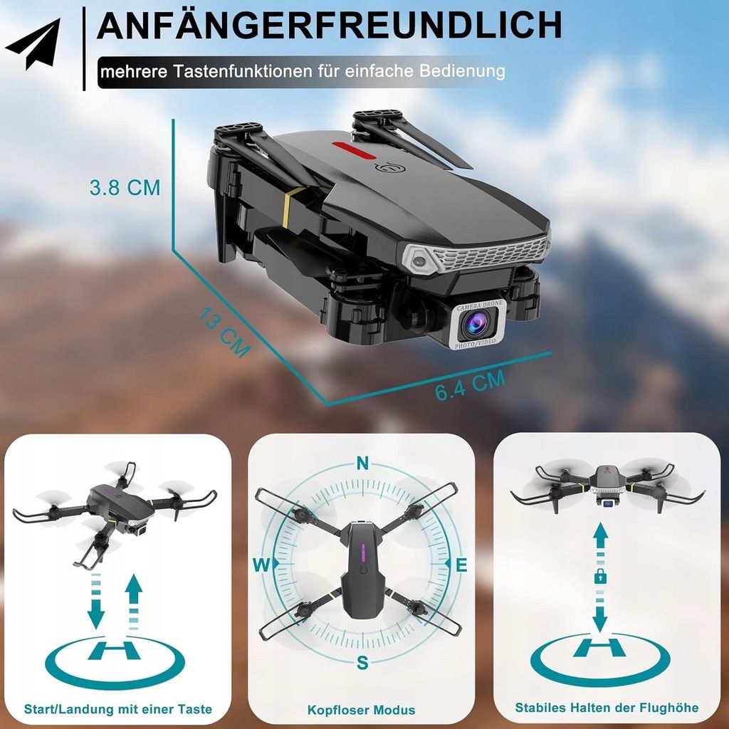 Dron z kamerą 720p, Wipkviey T27 RC Quadcopter, z 2 bateriami i etui