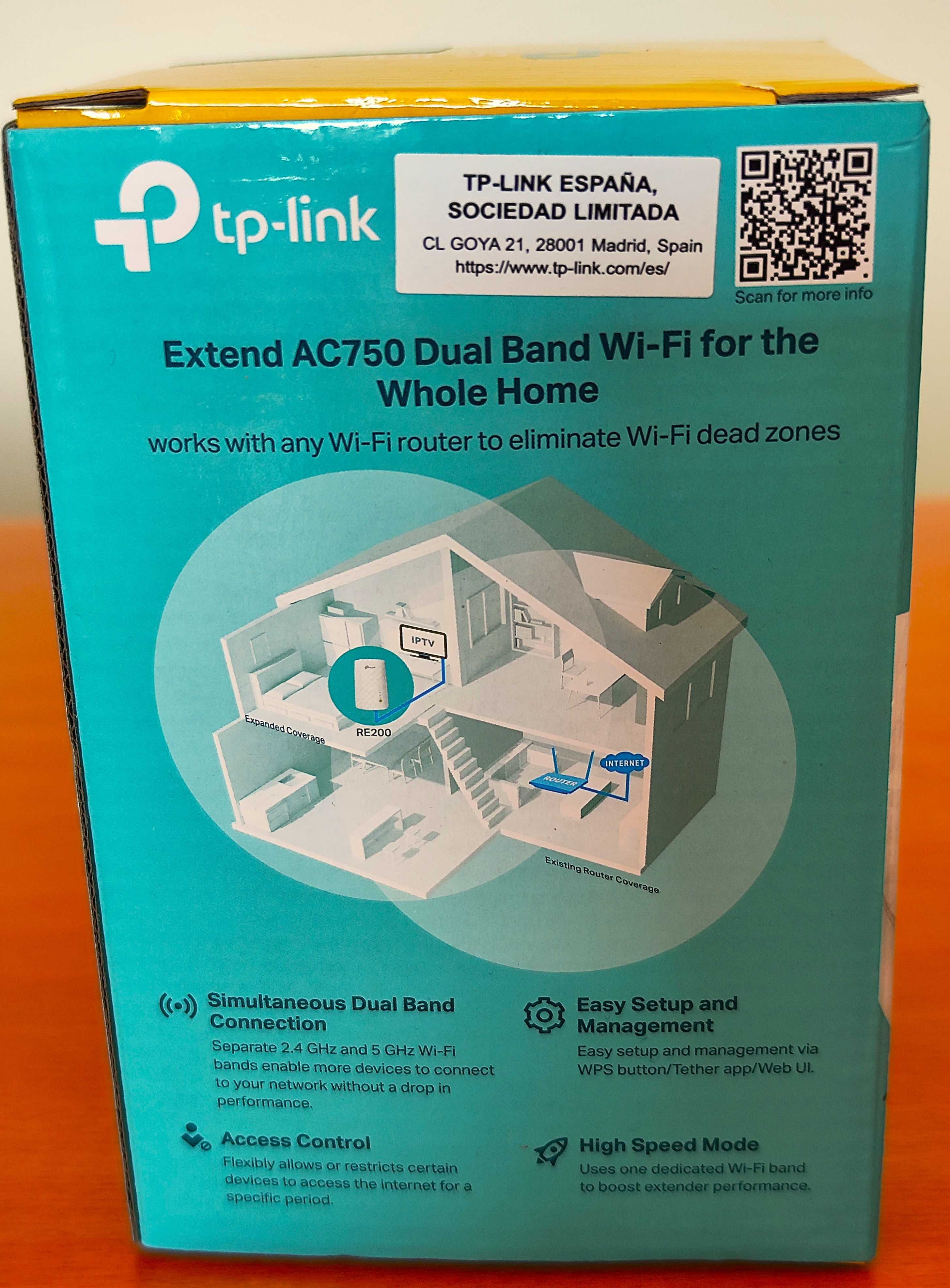 TP-Link Repetidor RE200 Extensor de Cobertura WiFi AC750 V4