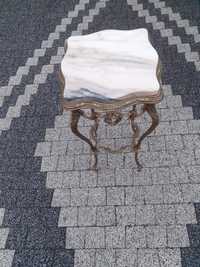 Stolik barokowy kwietnik mosięzny z marmurem