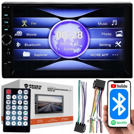 Radio Samochodowe Bluetooth 2DIN Wyświetlacz 7 USB SD AUX Dotyk Ekran