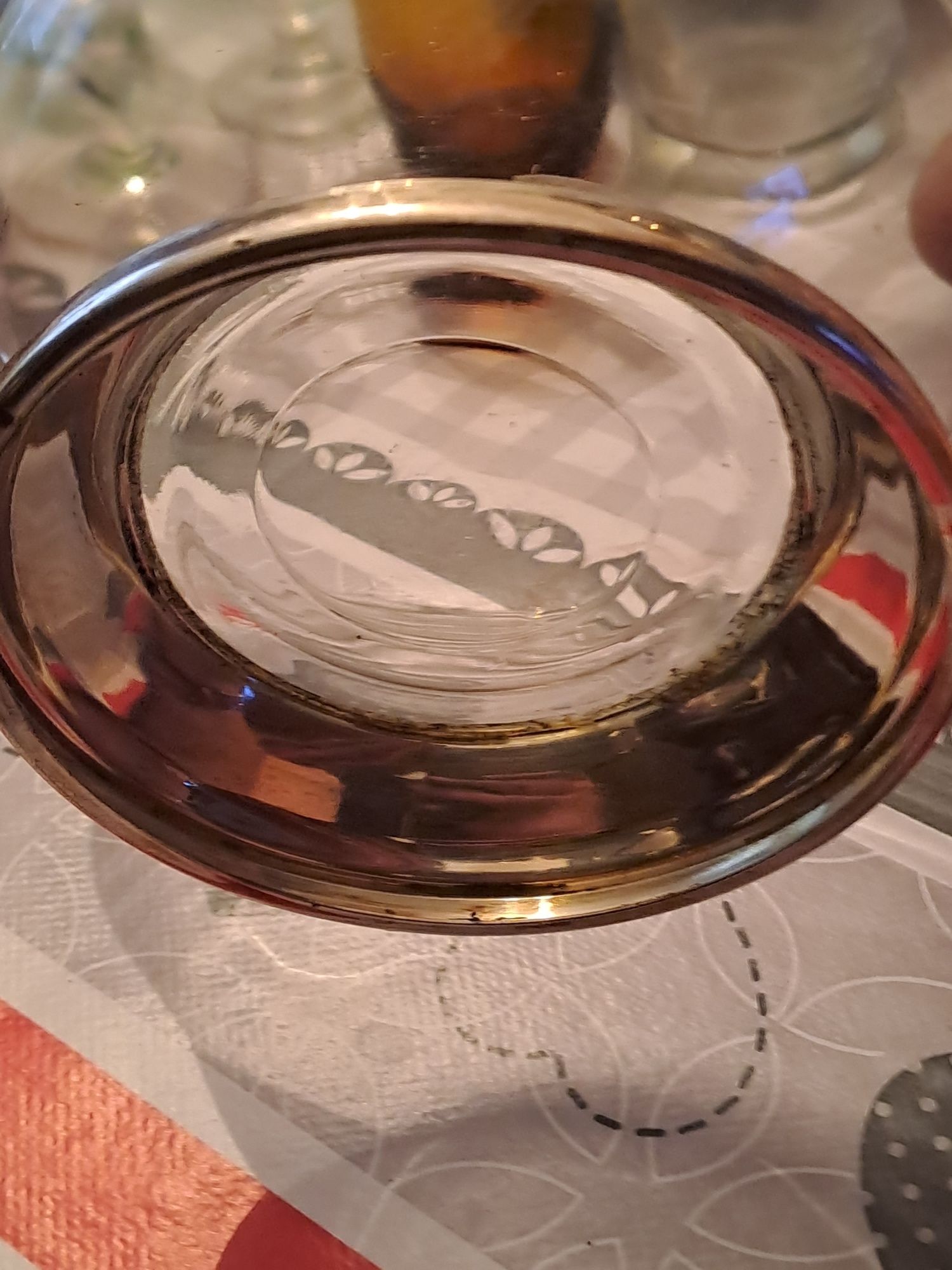 Taça arte deco com base em prata