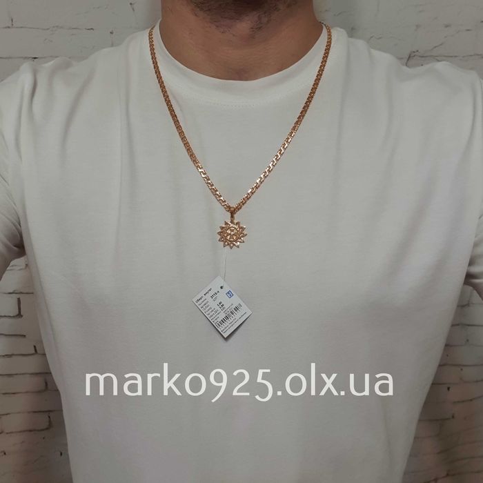 Позолочена срібна цепочка ланцюжок на шию та підвіс кулон ерцгама