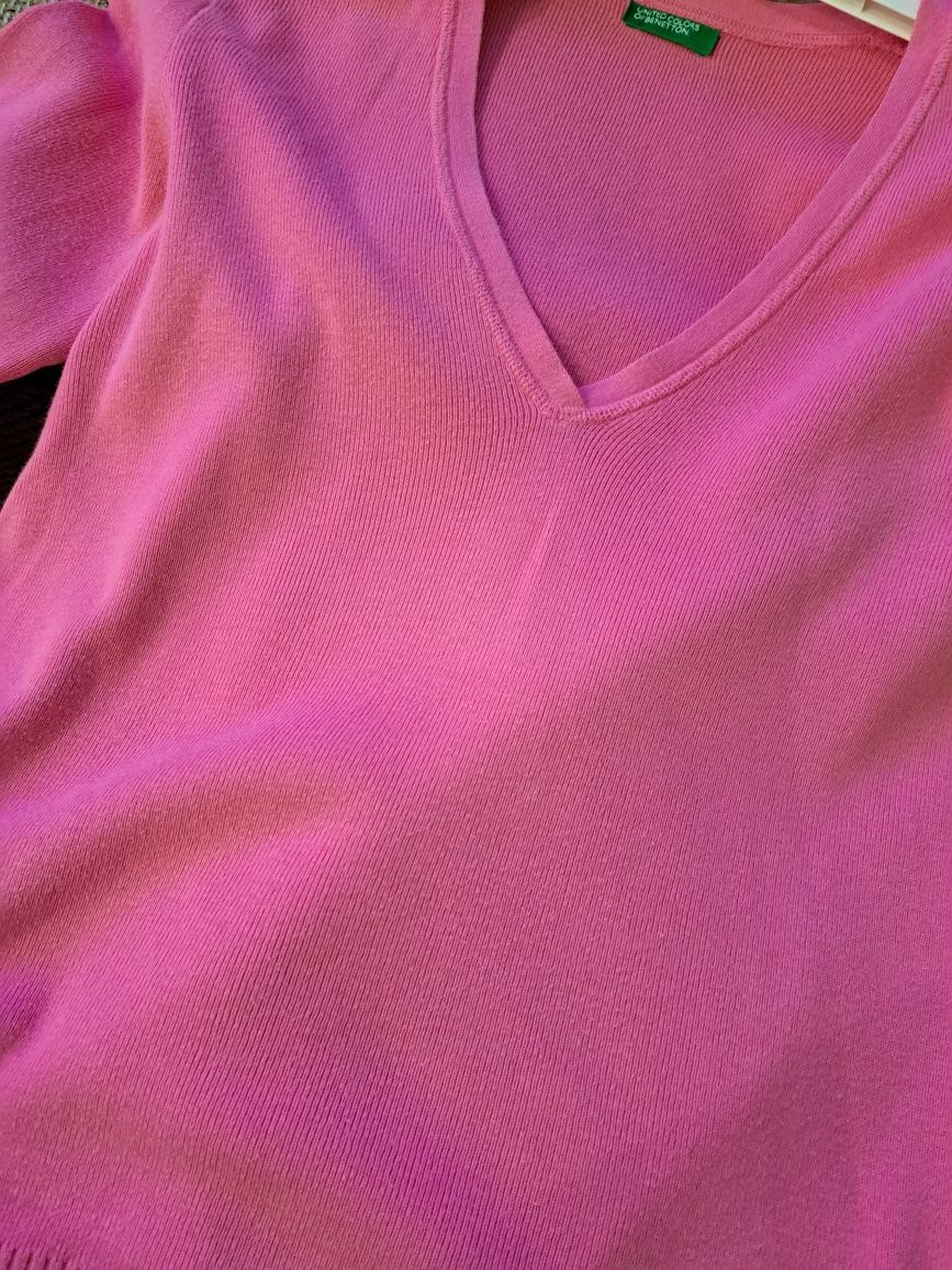 Sweterek prążkowany różowy M