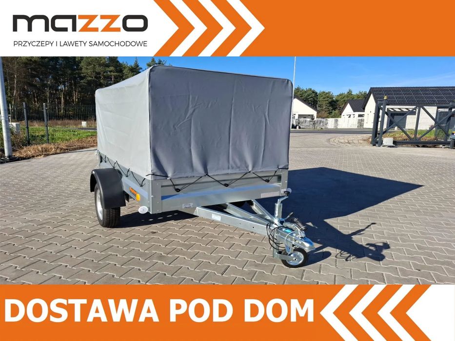 Neptun DOSTAWA Przyczepka 202x114x115cm N7-202 ptb Lekka przyczepa jednoosiowa ze stelażem i plandeką h-115cm! GN218  Neptun 202x114x115 Lekka przyczepa ze stelażem i plandeką GN218