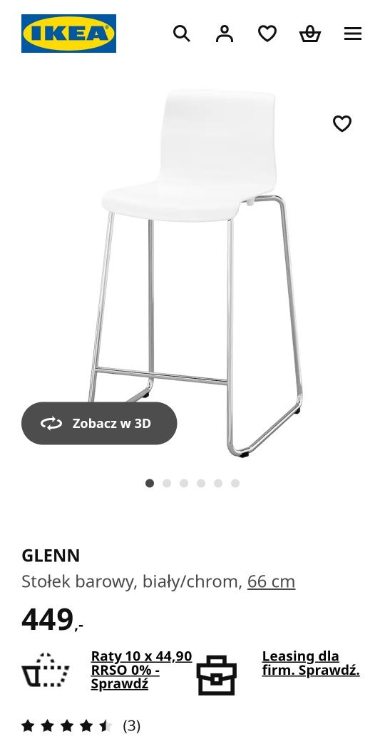 Zestaw dwóch sztuk Glenn Stołek barowy, czarny/chrom, 66 cm 
Stołek