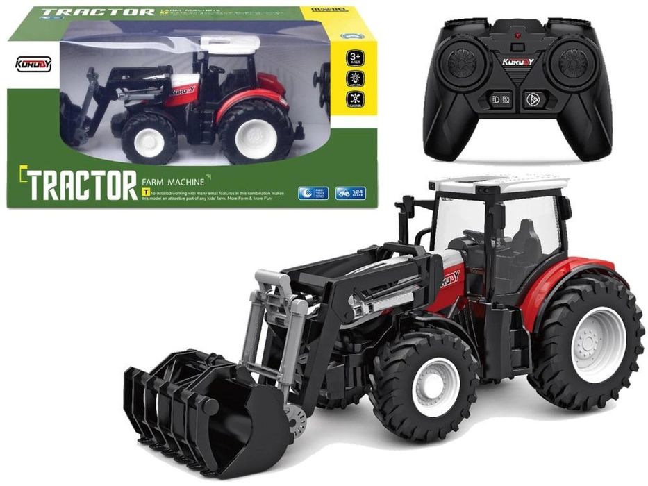Traktor zdalnie sterowany 2,4 G czerwony pudełko,166x354 mm
