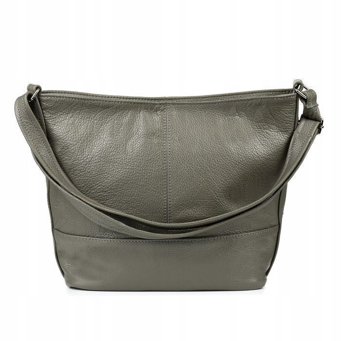 Dwukomorowa duża SKÓRZANA nubuk Torba polska do pracy codzienna damska