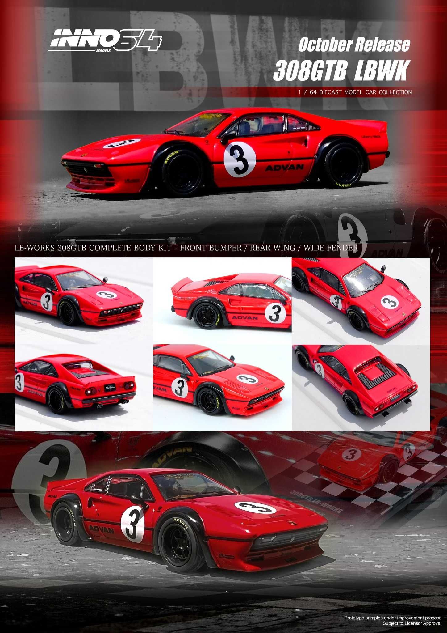 LIBERTY WALK 308 GTB Red Inno64 1:64