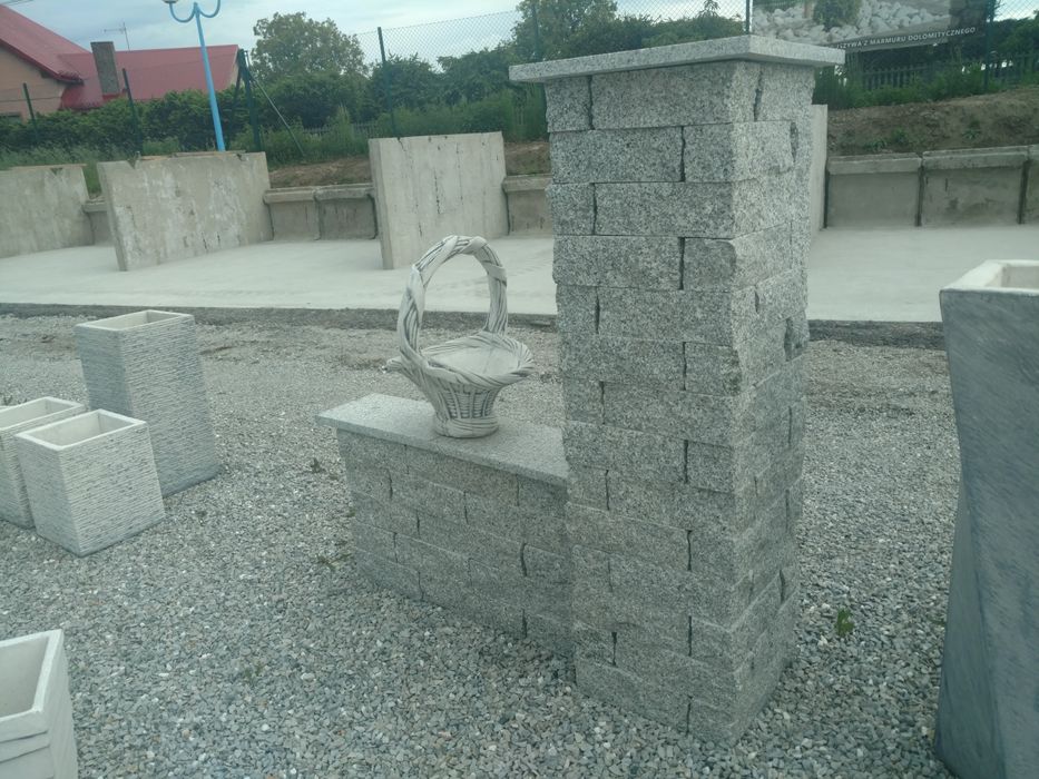 Palisada cięto-łupana 70cm kostka brukowa granitowa ziemia podmurówka