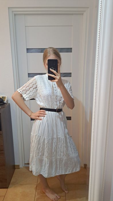 Pronto Moda Włoska Sukienka nowa M-XL  wiskoza  biała