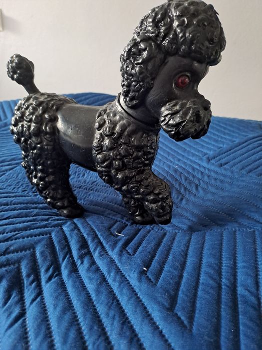 Duży piesek PUDEL czarny Vintage- PRL