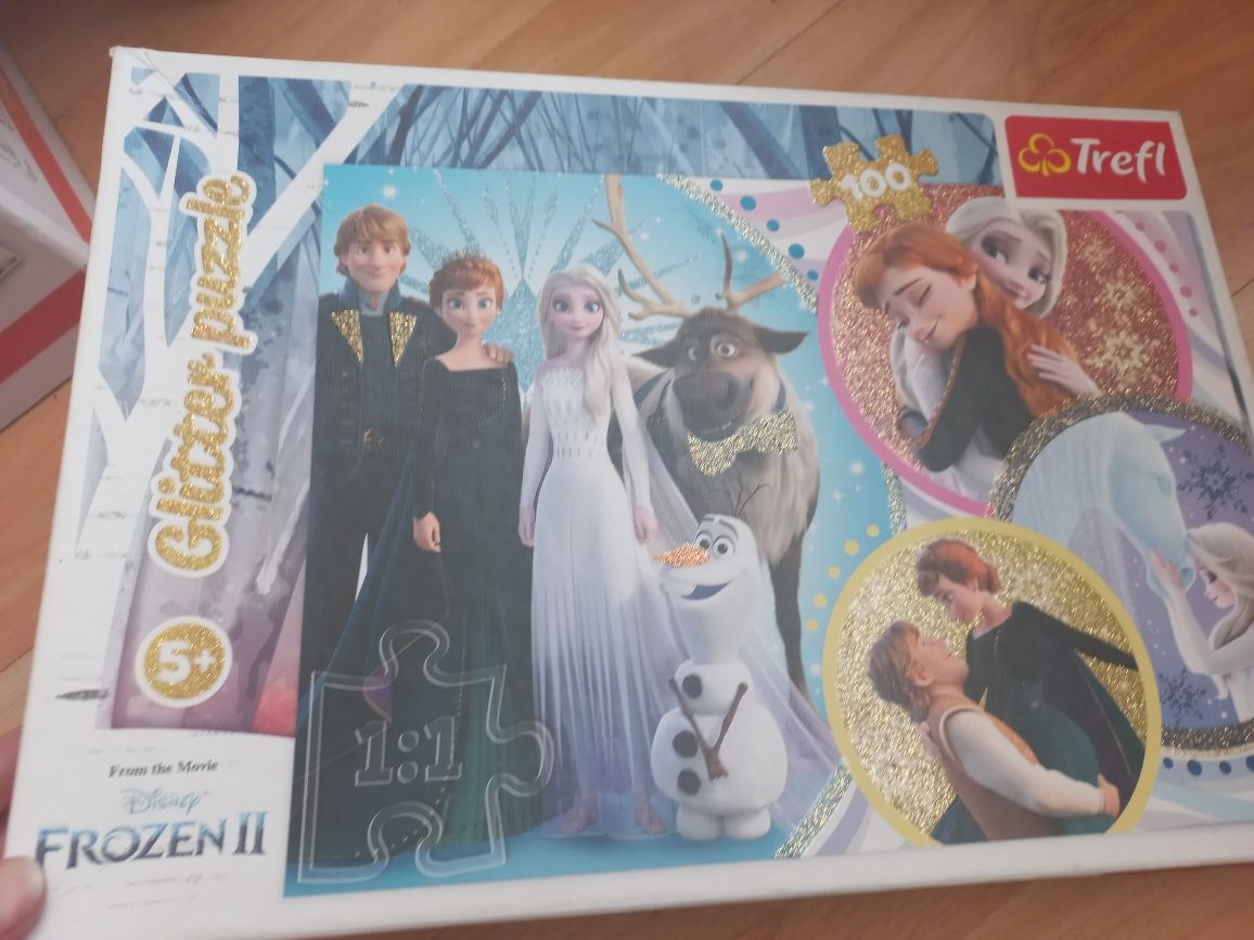 Puzzle błyszczące brokatowe Kraina Lodu 100 elementów Trefl