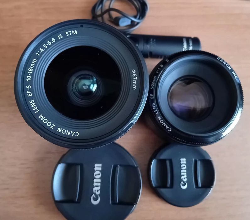 Lentes Canon 10-18 e de 50 mm + cabo disparador Canon