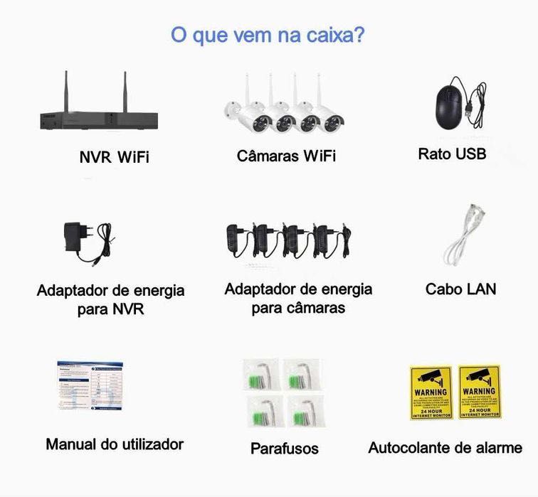 Conjunto CCTV * 4 Câmaras * SEM FIOS/WiFi * FullHD