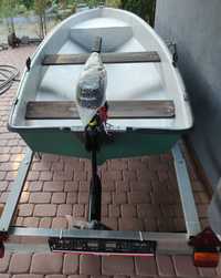 Łódka wędkarska250x120/przyczepa/silnik elektryczny50lbs/akumulator 50
