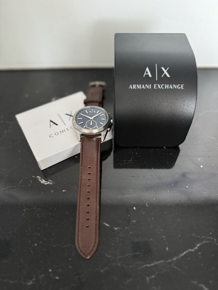 Armani Exchange Connected Niebieski/Skóra Ø44 mm