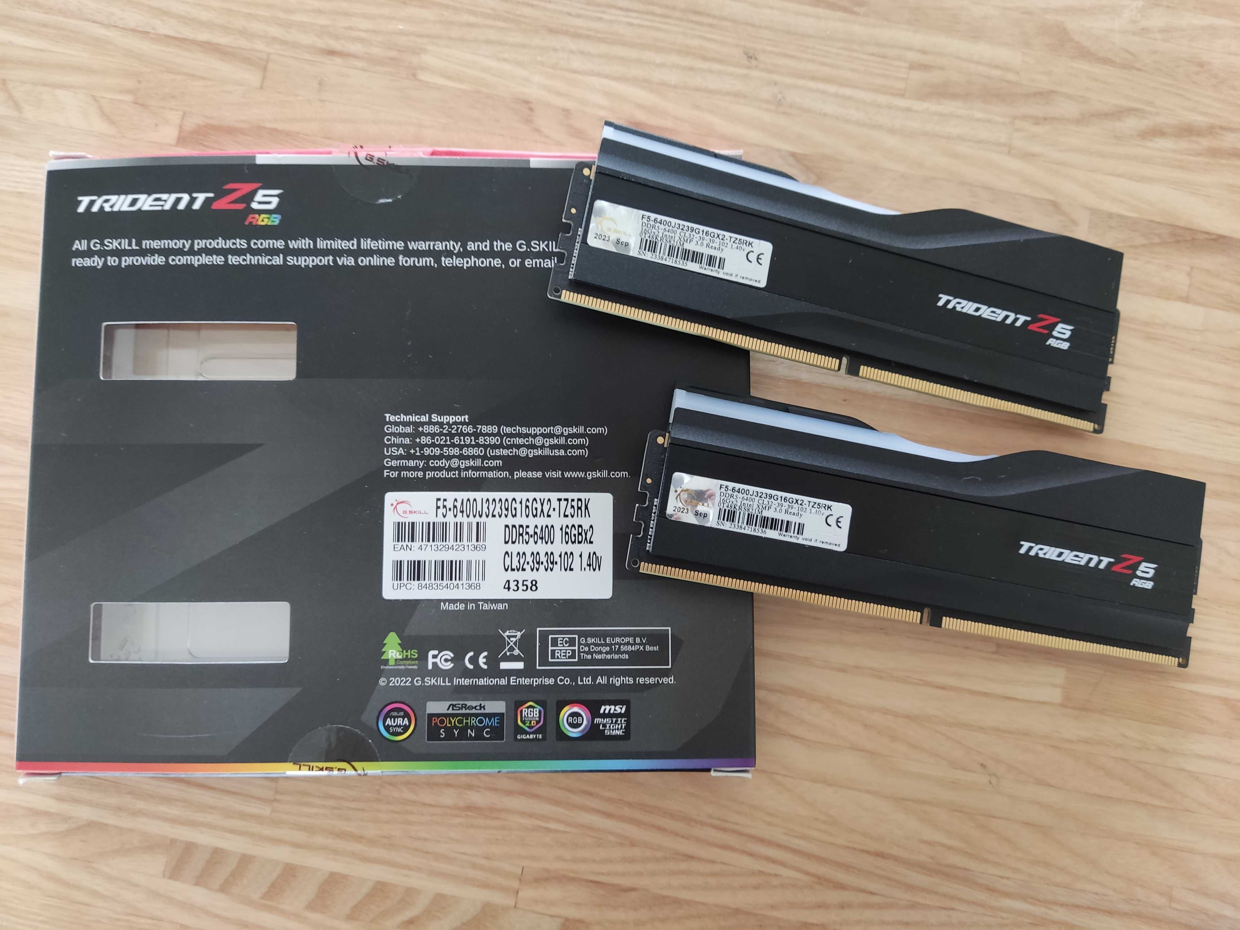 Pamięć RAM DDR5 G.Skill 32GB (2x16GB) 6400MHz CL32 Trident Z5 RGB