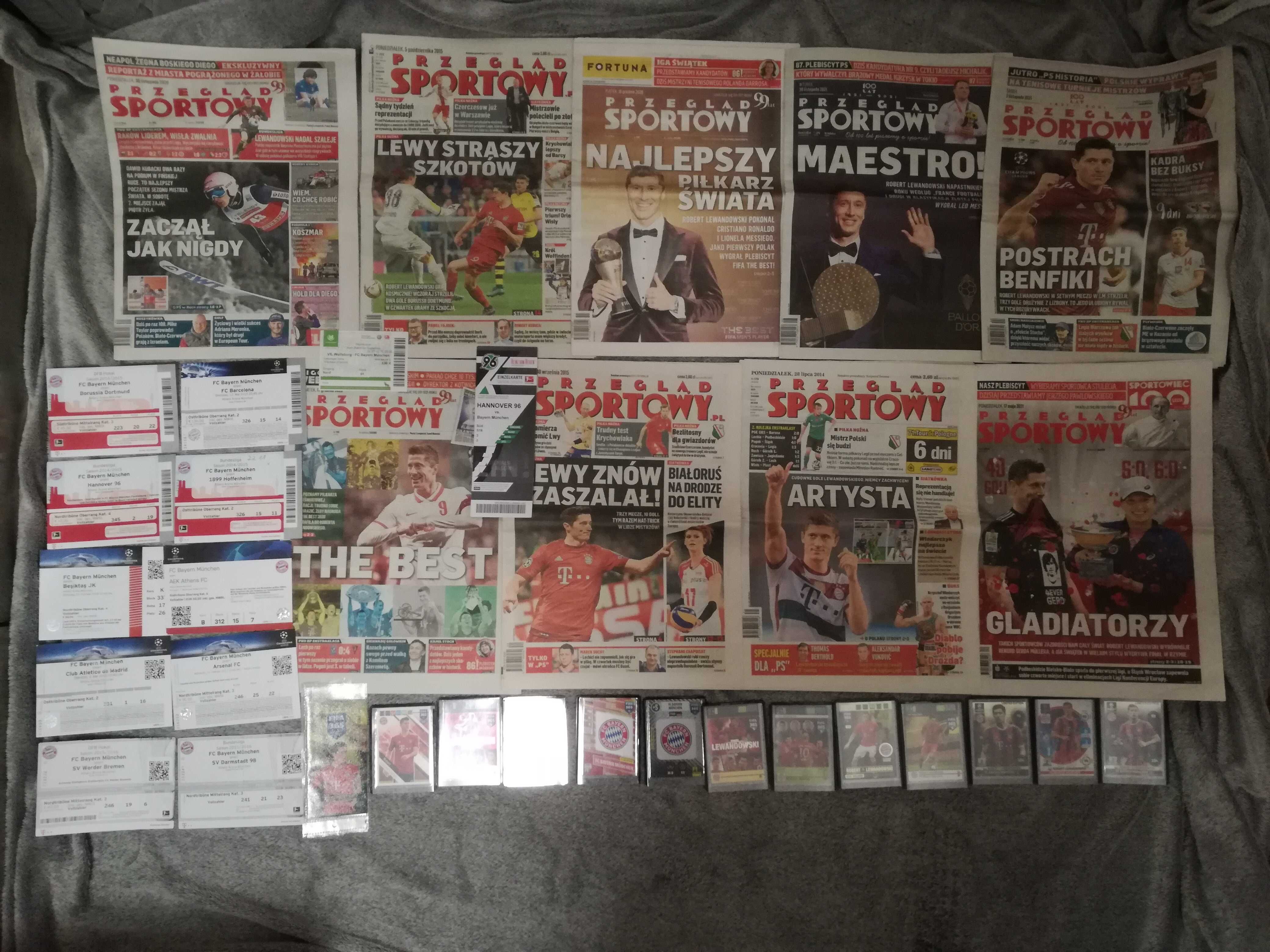 Kolekcja Robert Lewandowski ponad 200 elementów, gazety/bilety/gadżety
