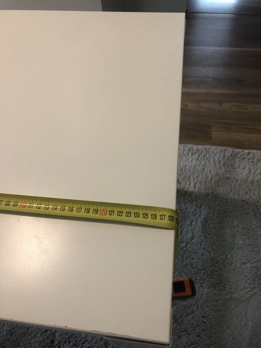 Biurko białe regulowane 128x58 cm, wys. 59-72