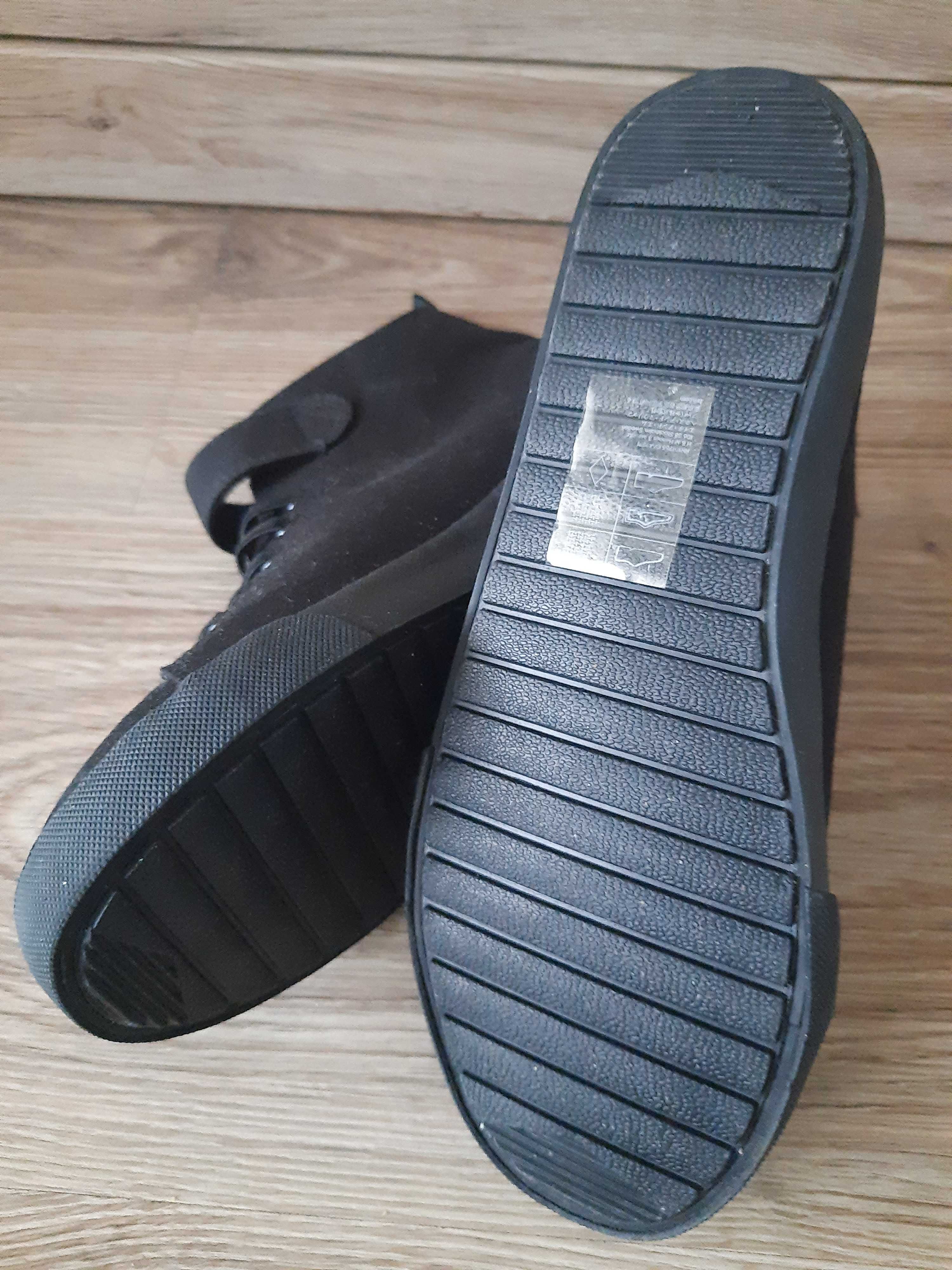 buty sneakersy sportowe chłopięce płócienne do kostki czarne H&M rozm.