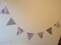 Girlanda nowa baner różowa szara proporczyki trójkąty chorągiewki