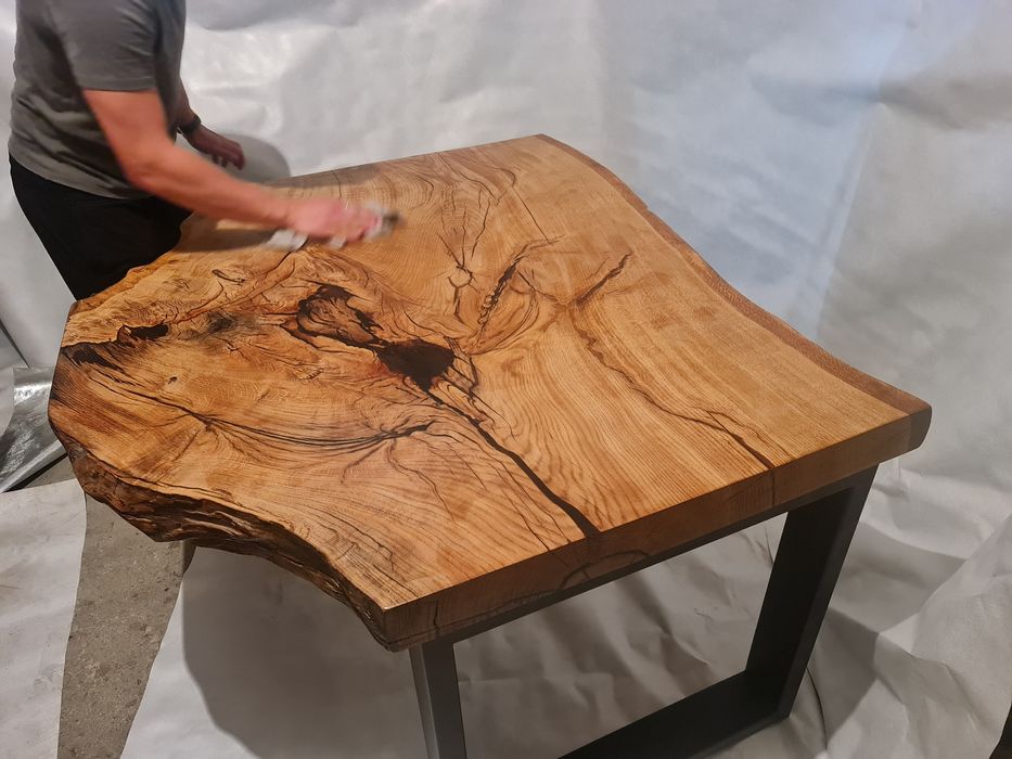 Stół dębowy monolit drewniany lite drewno  epoxy massivholztisch wood