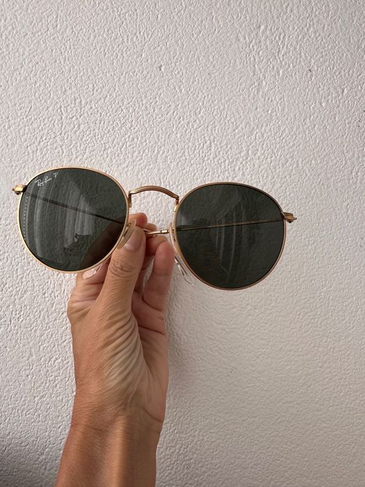 Óculos de sol Ray-Ban Round Metal dourados  lentes verdes polarizadas