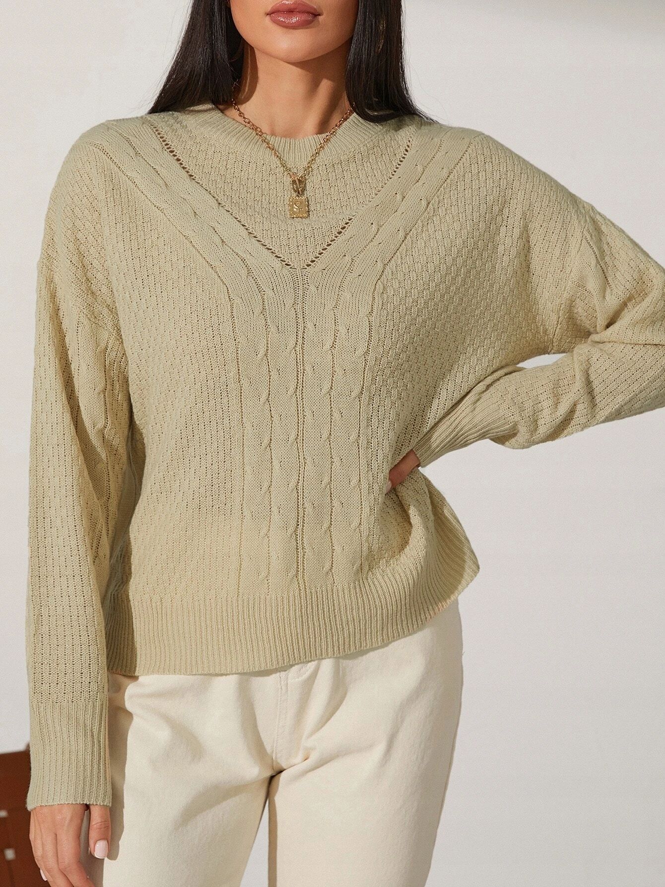Sweter Damski Casual Z Obniżonymi Ramionami L 40