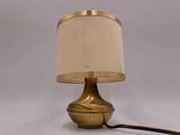 Lampa lampka stołowa mosiężna podstawa abażur walec złota oblamówka