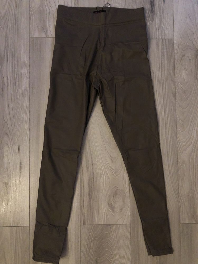 Legginsy skórkowe khaki ocieplane rozm.40/42