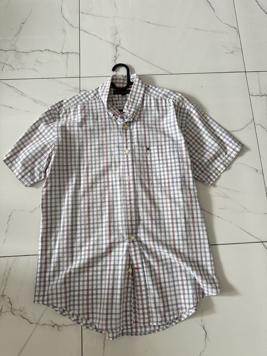 Koszula w kratkę Tommy Hilfiger L z krótkim rękawem
