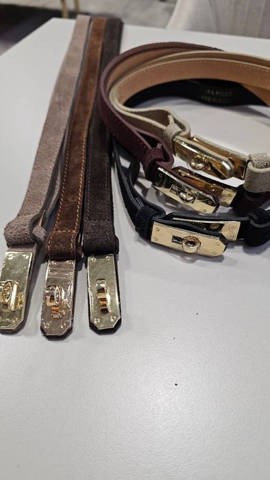 Skórzane paski hermeski skóra naturalna bordo czekolada camel beż