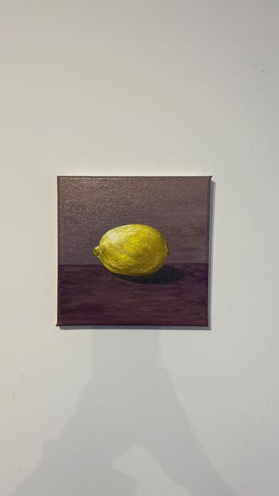 Obraz olejny na płótnie.Cytrynka. 20x20cm