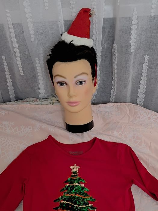 Strój sukienka świąteczna pomocnik Mikołaja choinka 2 części 134/140