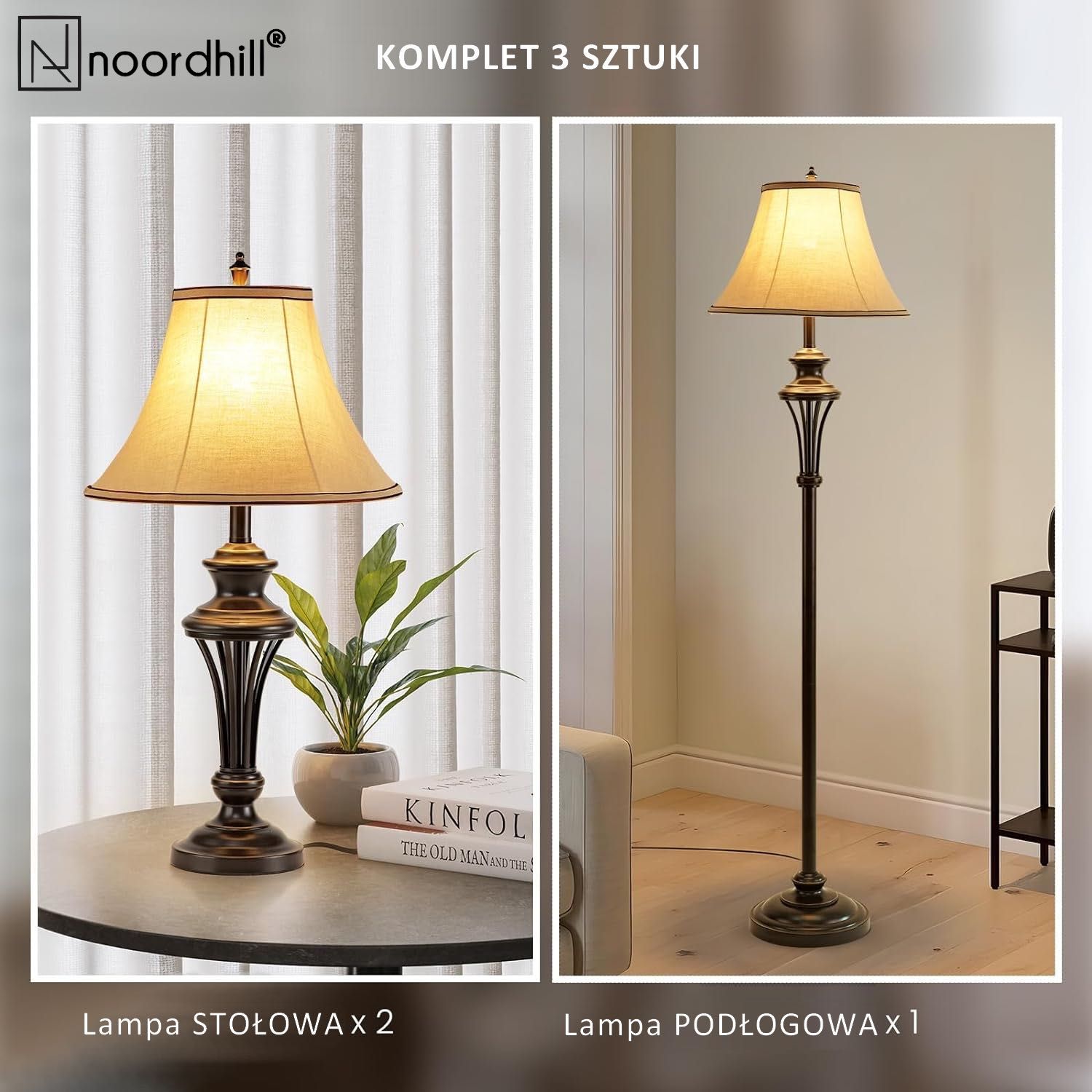 Komplet lamp stylowych 3 sztuki NORDHILL