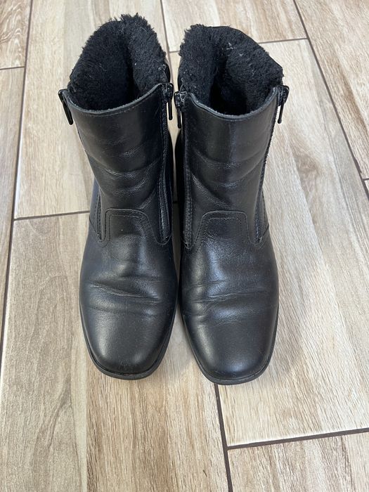 Kozaki czarne, damskie, skórzane