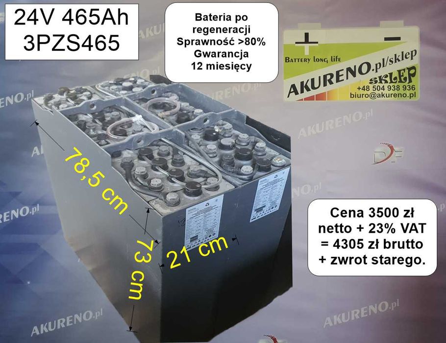 Akumulator do wózka widłowego 24V 300AH, Fotowoltaika, Bank Energii