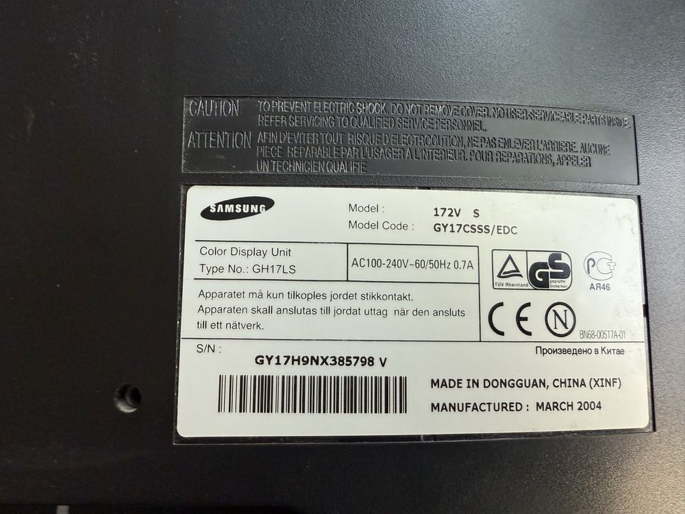 Monitor samsung 17” GH17LS