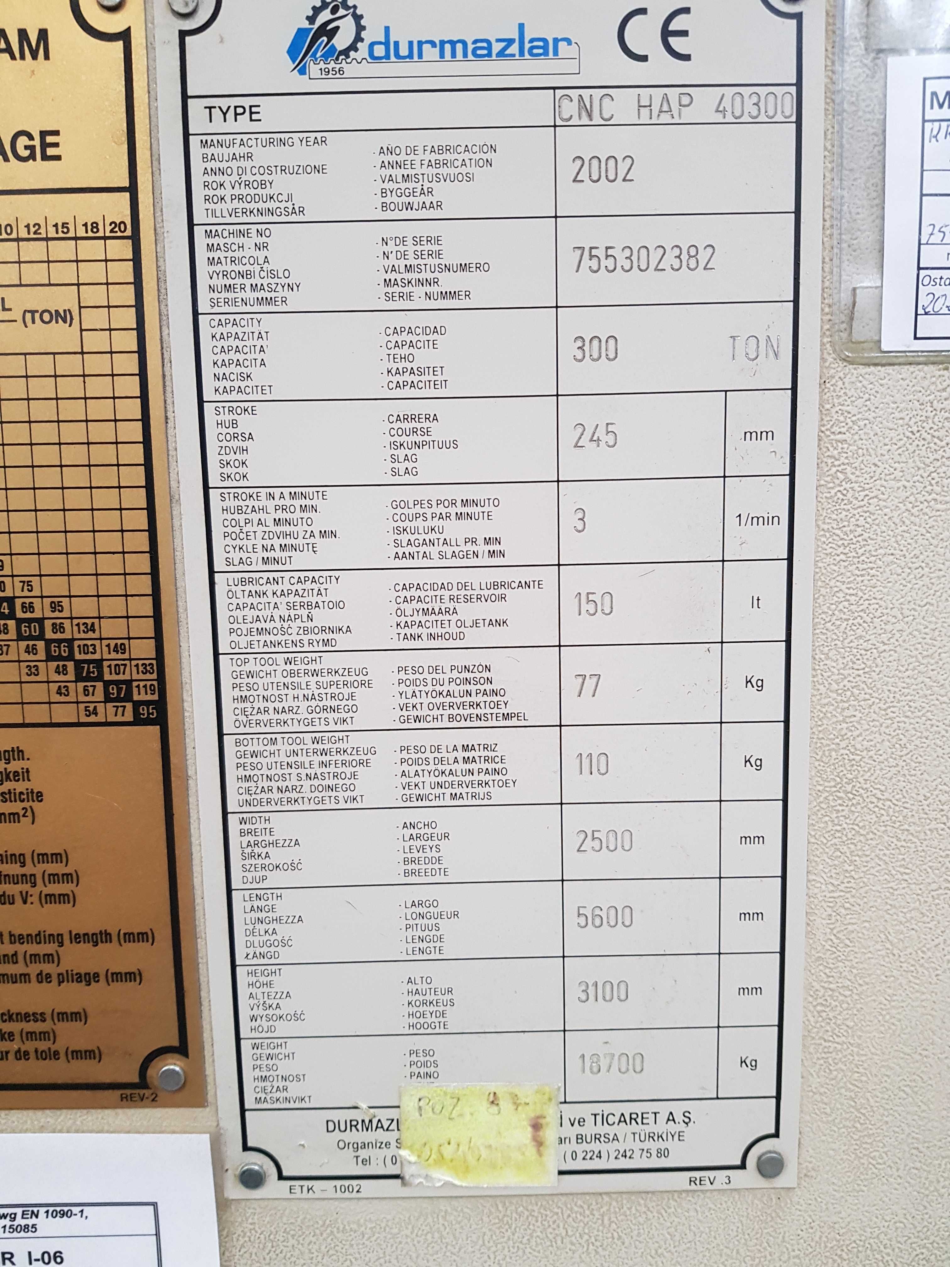 Prasa krawędziowa DURMAZLAR HAP 40300